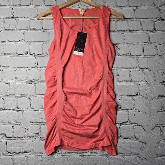 Calia Seamless Tank Ruched Detail Calypso Coral Tunic Top New Size Medium - Picture 2 of 10